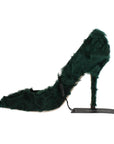 Dolce & Gabbana Elegant Green Xiangao Fur Leather Pumps