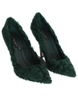Dolce & Gabbana Elegant Green Xiangao Fur Leather Pumps