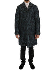Dolce & Gabbana Blue Camouflage Trench Coat Elegance