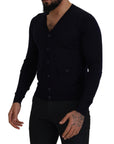 Dolce & Gabbana Elegant Virgin Wool Cardigan Sweater in Blue