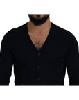 Dolce & Gabbana Elegant Virgin Wool Cardigan Sweater in Blue