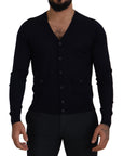 Dolce & Gabbana Elegant Virgin Wool Cardigan Sweater in Blue
