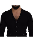 Dolce & Gabbana Elegant Wool Buttoned Black Cardigan