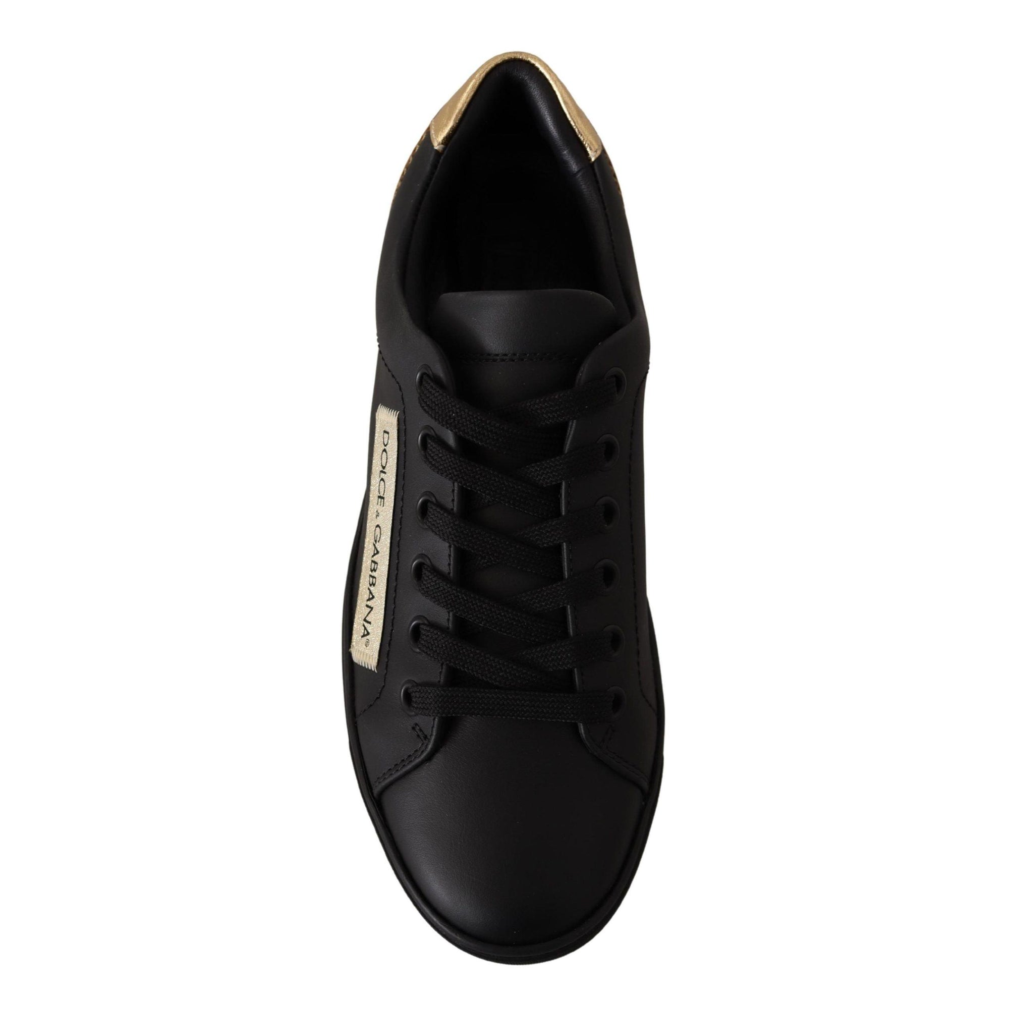 Dolce & Gabbana Chic Black and Gold Low-top Leather Sneakers