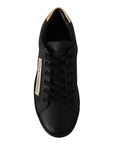 Dolce & Gabbana Chic Black and Gold Low-top Leather Sneakers