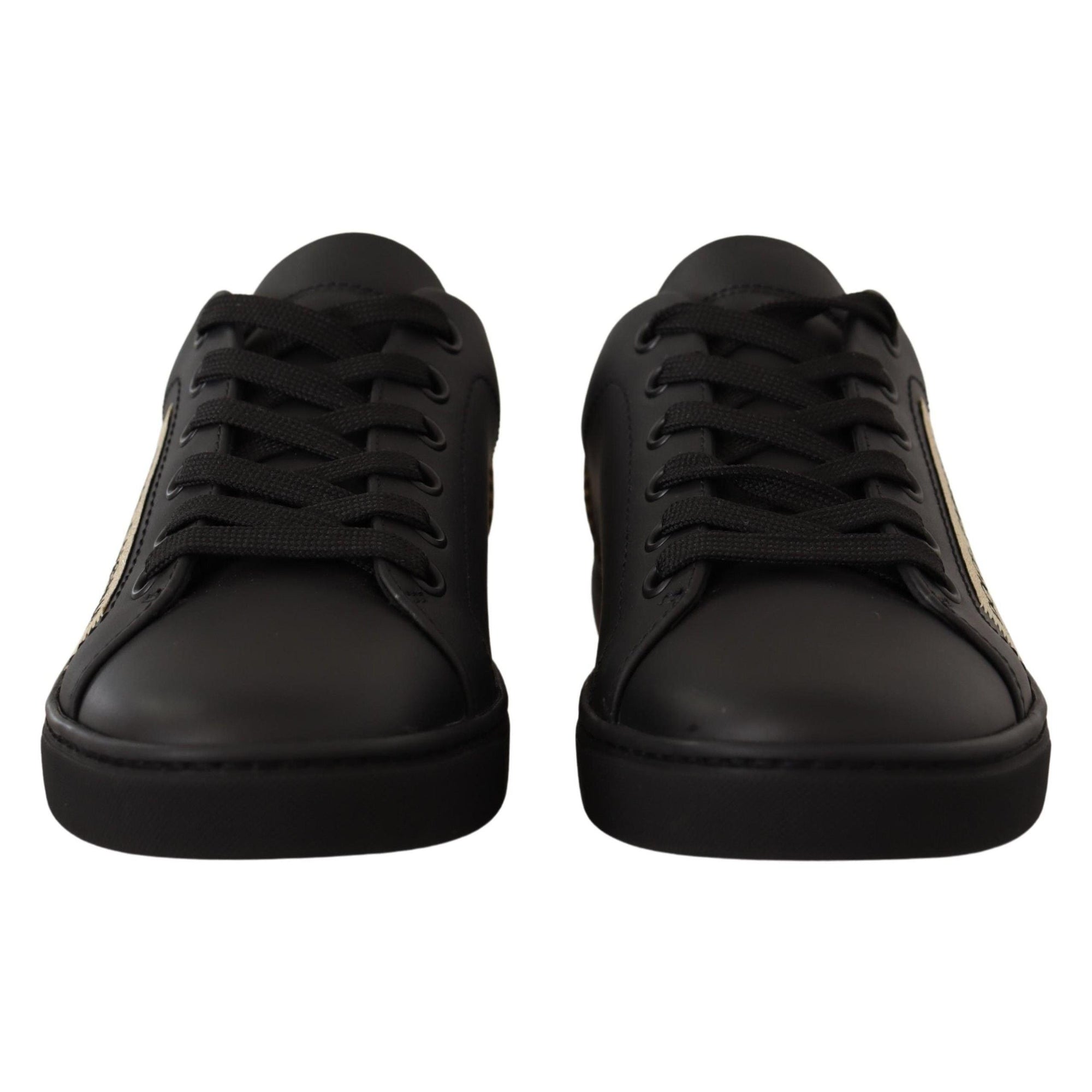 Dolce & Gabbana Chic Black and Gold Low-top Leather Sneakers