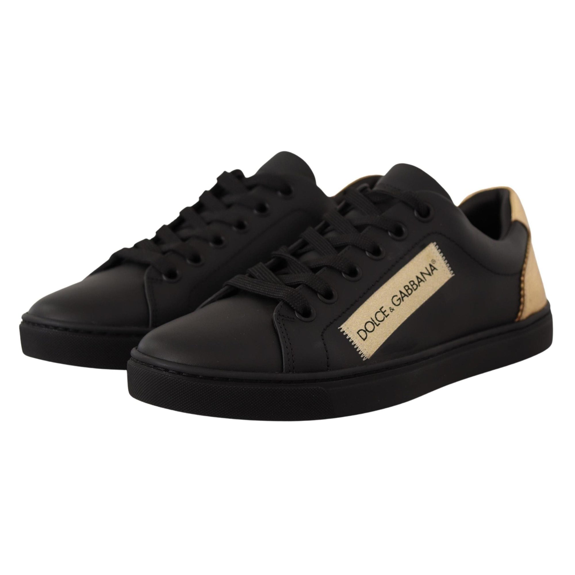 Dolce & Gabbana Chic Black and Gold Low-top Leather Sneakers