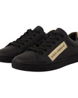 Dolce & Gabbana Chic Black and Gold Low-top Leather Sneakers