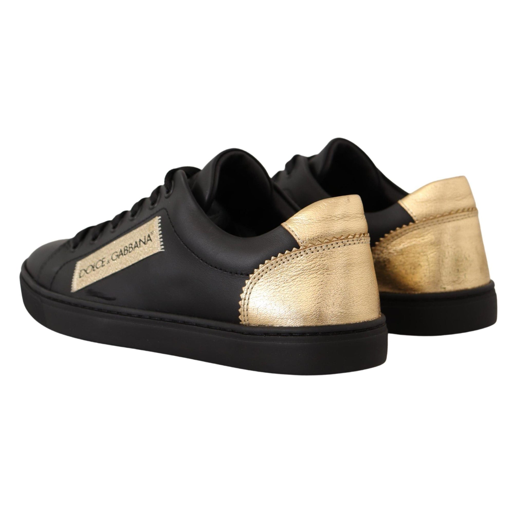 Dolce & Gabbana Chic Black and Gold Low-top Leather Sneakers
