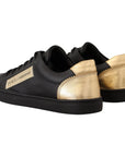 Dolce & Gabbana Chic Black and Gold Low-top Leather Sneakers