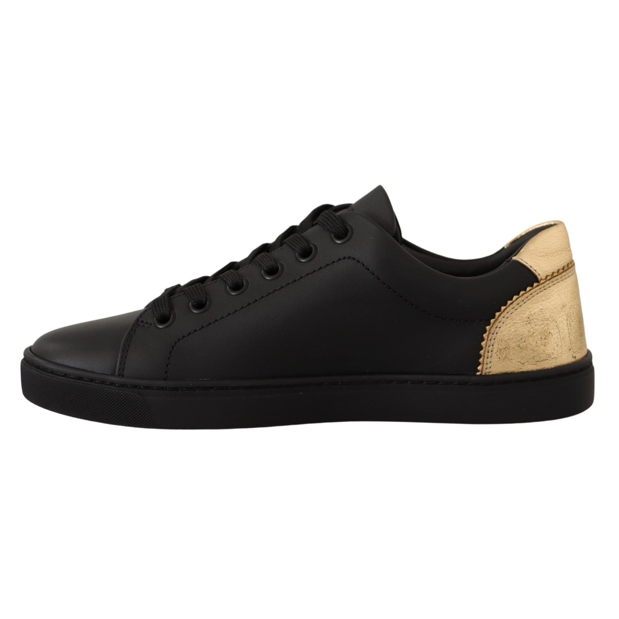 Dolce & Gabbana Chic Black and Gold Low-top Leather Sneakers