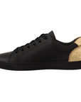 Dolce & Gabbana Chic Black and Gold Low-top Leather Sneakers