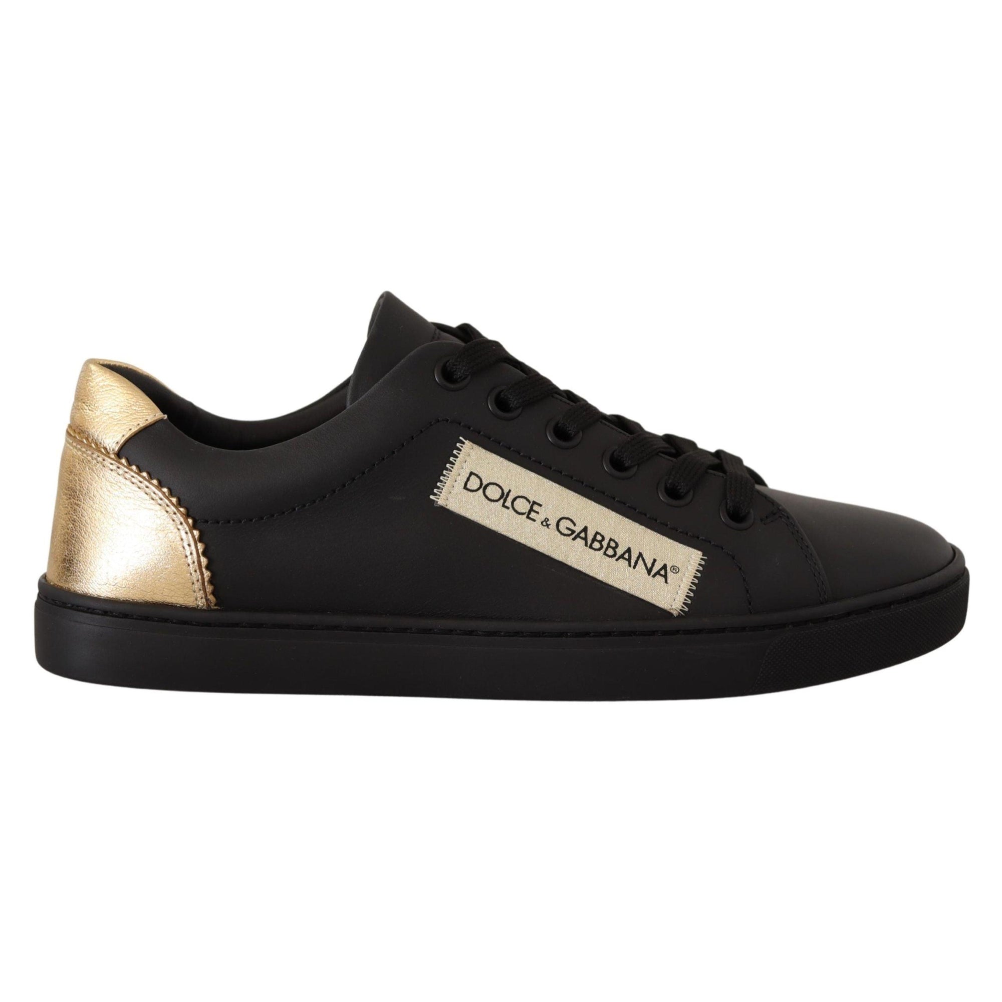 Dolce & Gabbana Chic Black and Gold Low-top Leather Sneakers