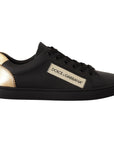 Dolce & Gabbana Chic Black and Gold Low-top Leather Sneakers