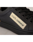 Dolce & Gabbana Chic Black and Gold Low-top Leather Sneakers