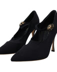 Dolce & Gabbana Chic Black Mary Jane Sock Pumps with Crystals