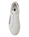 Dolce & Gabbana Chic White Pink Leather Low-Top Sneakers