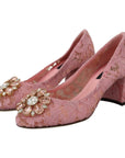 Dolce & Gabbana Pastel Pink Lace Crystal Embellished Pumps