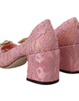 Dolce & Gabbana Pastel Pink Lace Crystal Embellished Pumps