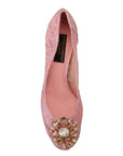 Dolce & Gabbana Pastel Pink Lace Crystal Embellished Pumps