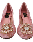 Dolce & Gabbana Pastel Pink Lace Crystal Embellished Pumps