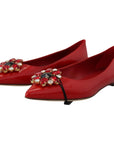Dolce & Gabbana Red Suede Crystal Loafers - Exquisite Elegance