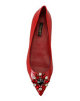 Dolce & Gabbana Red Suede Crystal Loafers - Exquisite Elegance
