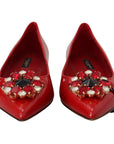 Dolce & Gabbana Red Suede Crystal Loafers - Exquisite Elegance