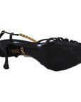 Dolce & Gabbana Elegant Silk Blend Crystal T-Strap Heels