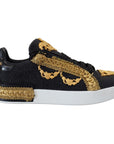 Dolce & Gabbana Elegant Portofino Leather Sneakers in Black