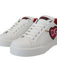 Dolce & Gabbana Elegant White Portofino Leather Sneakers