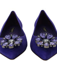 Dolce & Gabbana Embellished Crystal Purple Suede Flats