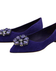 Dolce & Gabbana Embellished Crystal Purple Suede Flats