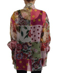 Dolce & Gabbana Multicolor Silk Ascot Collar Blouse