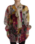 Dolce & Gabbana Multicolor Silk Ascot Collar Blouse