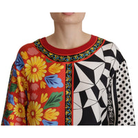 Dolce & Gabbana Silk Baroque Floral Round Neck Blouse