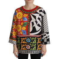 Dolce & Gabbana Silk Baroque Floral Round Neck Blouse