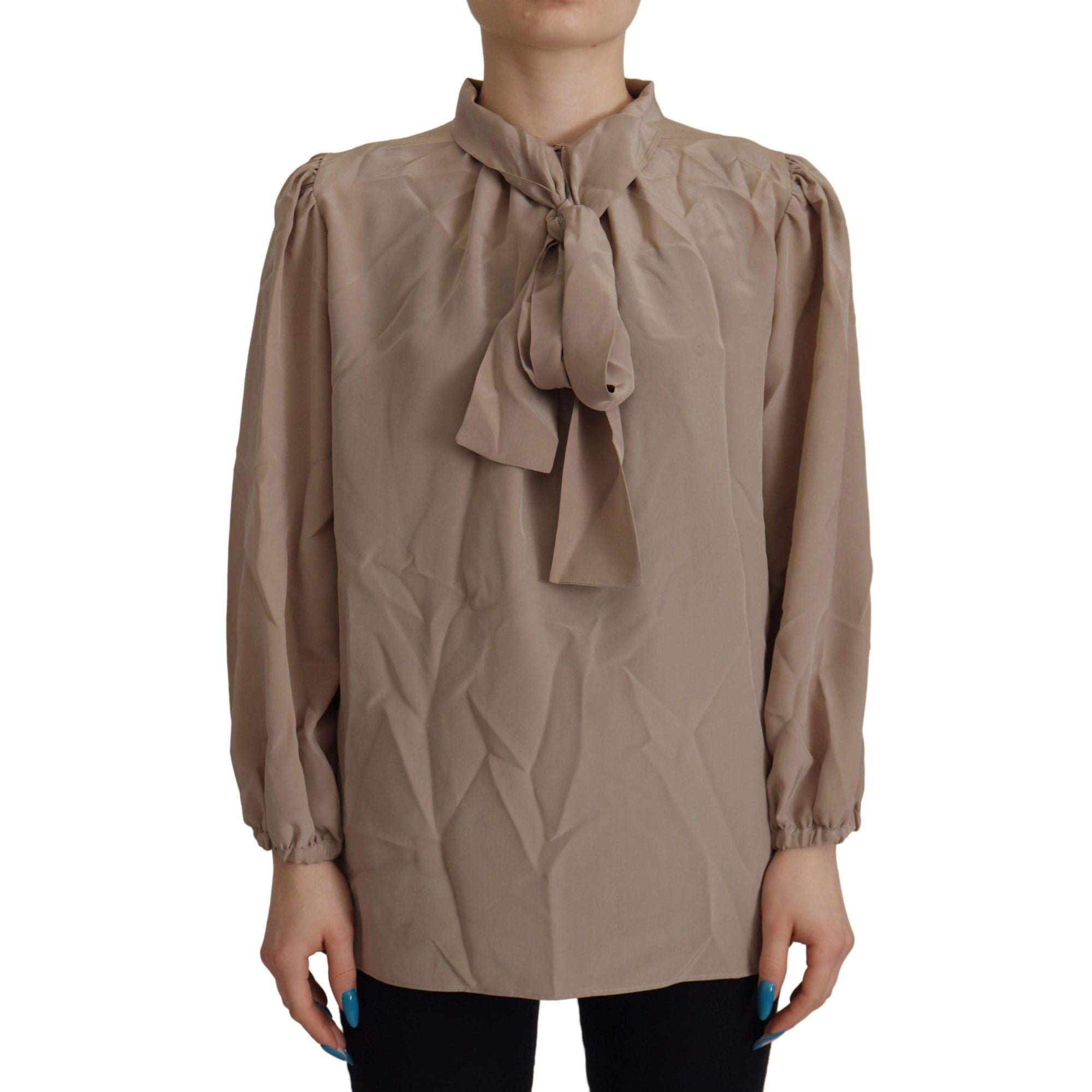 Dolce & Gabbana Elegant Silk Ascot Collar Blouse