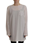 Dolce & Gabbana Elegant Silk Top with Logo Embroidery