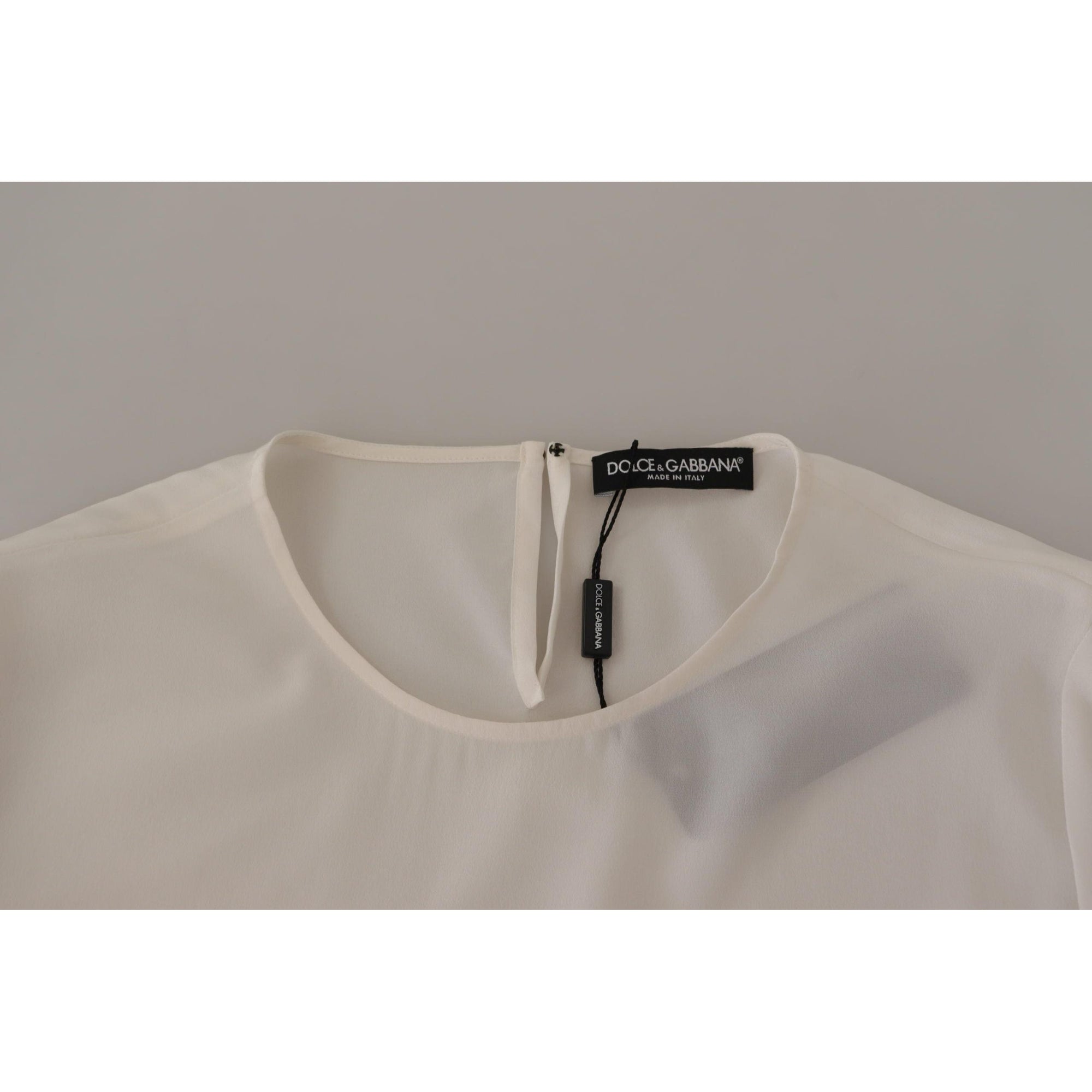 Dolce & Gabbana Elegant Silk Top with Logo Embroidery