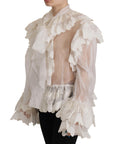 Dolce & Gabbana Elegant White Lace Silk-Cotton Top