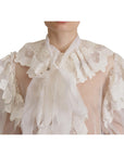 Dolce & Gabbana Elegant White Lace Silk-Cotton Top