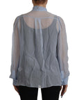 Dolce & Gabbana Elegant Silk Ascot Collar Blouse in Light Blue