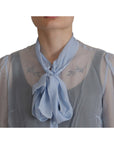 Dolce & Gabbana Elegant Silk Ascot Collar Blouse in Light Blue