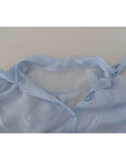 Dolce & Gabbana Elegant Silk Ascot Collar Blouse in Light Blue