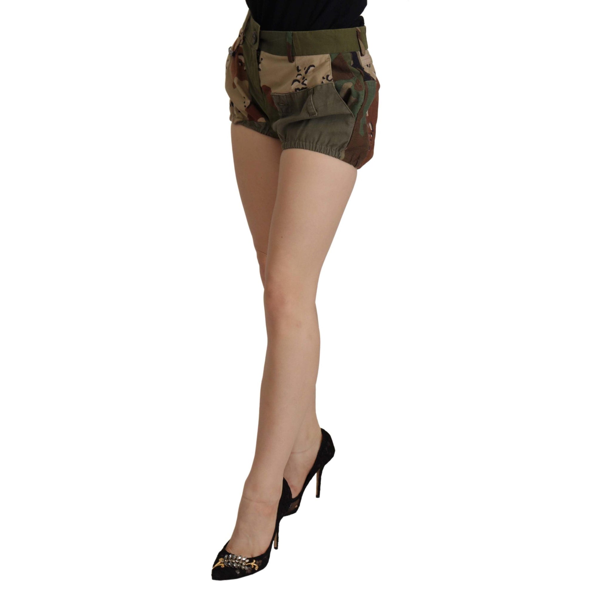 Dolce & Gabbana Army Green High-Waist Hot Pants