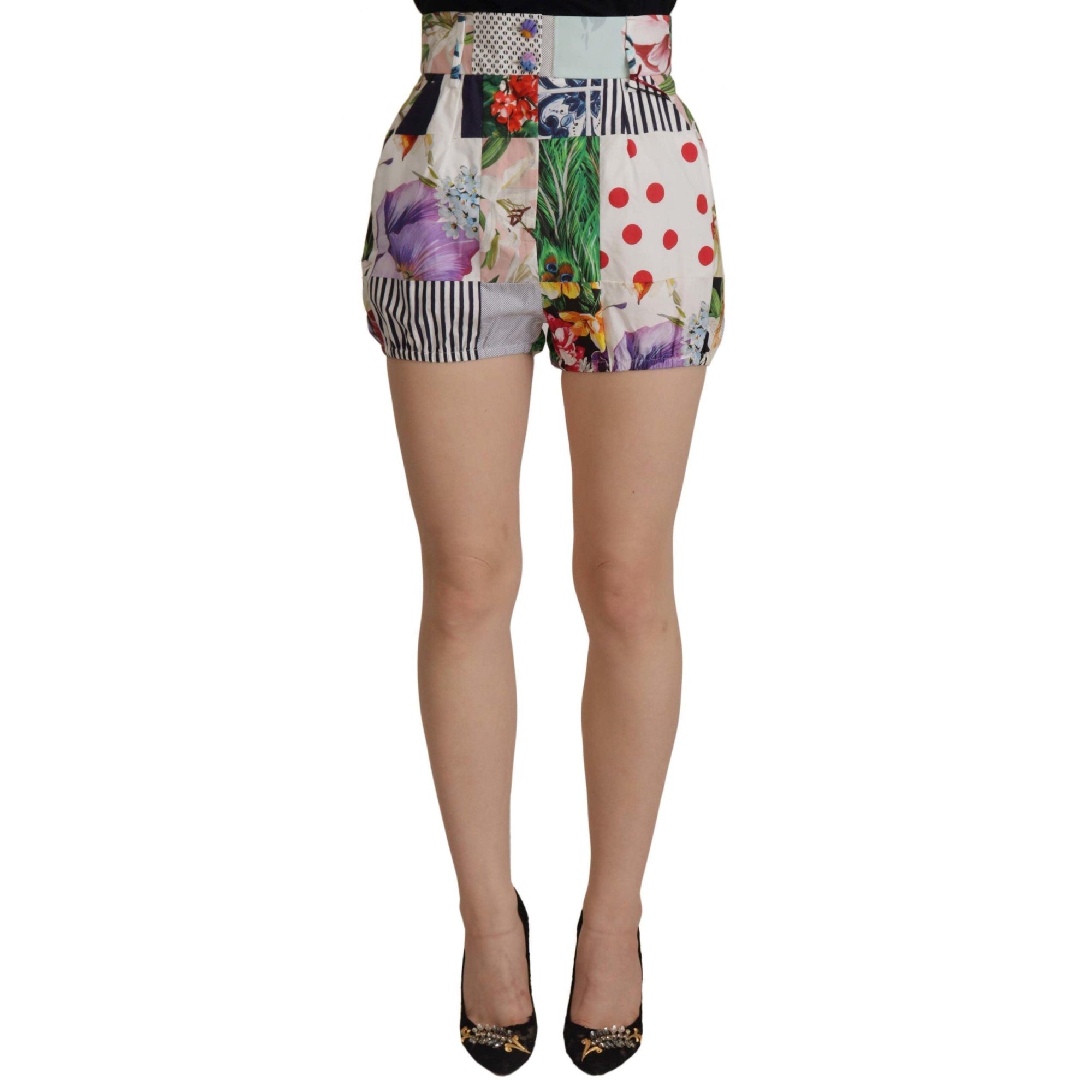 Dolce & Gabbana Patchwork High Waist Designer Shorts