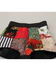 Dolce & Gabbana Multicolor Patchwork High Waist Hot Pants