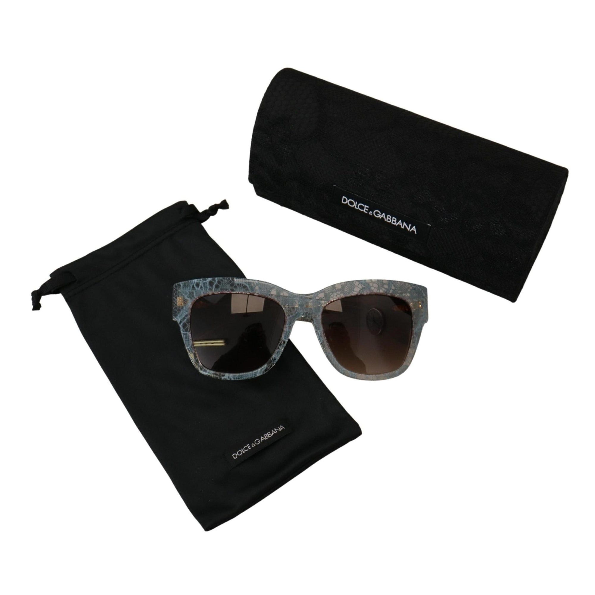 Dolce & Gabbana Elegant Lace Detail Blue Sunglasses