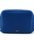 Versace Elegant Blue Calf Leather Camera Case Bag